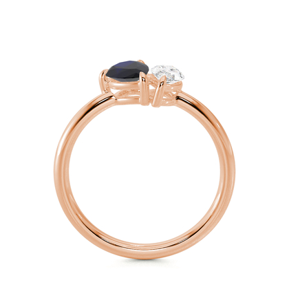 Toi Et Moi Pear-Cut Blue Sapphire & Marquise Diamond Ring
