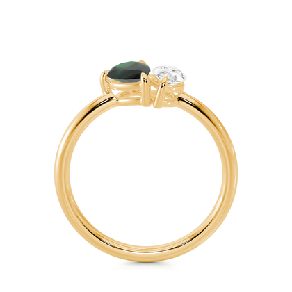 Toi Et Moi Pear-Cut Emerald & Marquise Diamond Ring