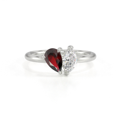 Toi Et Moi Pear-Cut Ruby & Marquise Diamond Ring