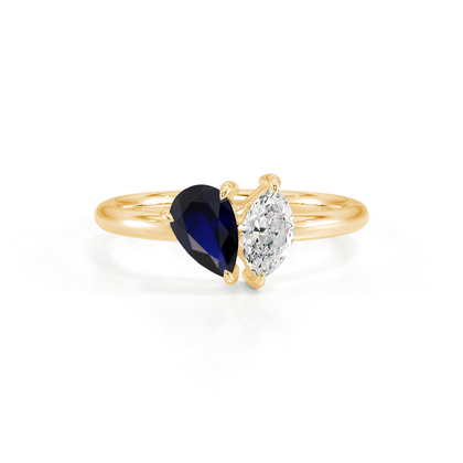Toi Et Moi Pear-Cut Blue Sapphire & Marquise Diamond Ring