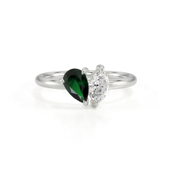 Toi Et Moi Pear-Cut Emerald & Marquise Diamond Ring