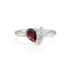 Toi Et Moi Pear-Cut Ruby & Marquise Diamond Ring