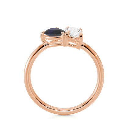 Toi Et Moi Pear-Cut Blue Sapphire & Oval Diamond Ring