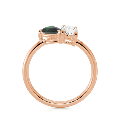 Toi Et Moi Pear-Cut Emerald & Oval Diamond Ring