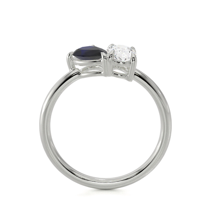 Toi Et Moi Pear-Cut Blue Sapphire & Oval Diamond Ring