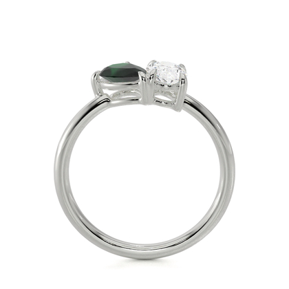 Toi Et Moi Pear-Cut Emerald & Oval Diamond Ring