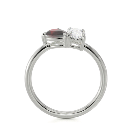 Toi Et Moi Pear-Cut Ruby & Oval Diamond Ring