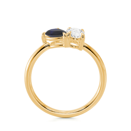 Toi Et Moi Pear-Cut Blue Sapphire & Oval Diamond Ring