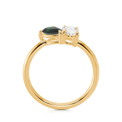 Toi Et Moi Pear-Cut Emerald & Oval Diamond Ring
