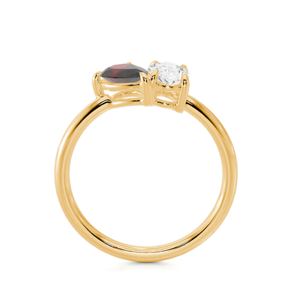 Toi Et Moi Pear-Cut Ruby & Oval Diamond Ring