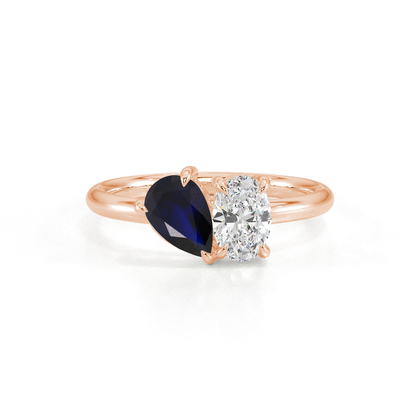 Toi Et Moi Pear-Cut Blue Sapphire & Oval Diamond Ring