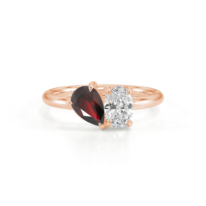 Toi Et Moi Pear-Cut Ruby & Oval Diamond Ring