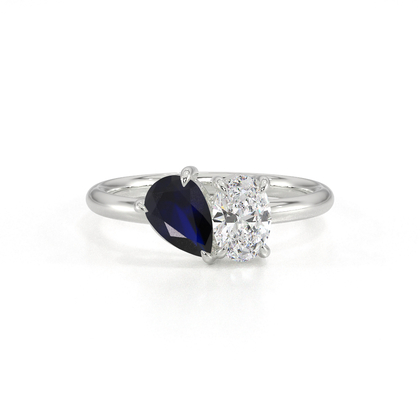 Toi Et Moi Pear-Cut Blue Sapphire & Oval Diamond Ring