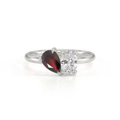 Toi Et Moi Pear-Cut Ruby & Oval Diamond Ring