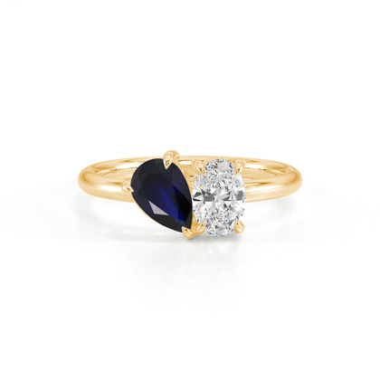 Toi Et Moi Pear-Cut Blue Sapphire & Oval Diamond Ring