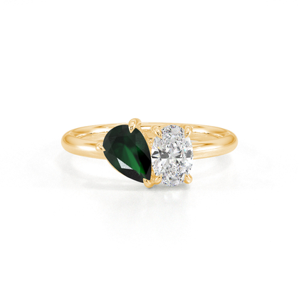 Toi Et Moi Pear-Cut Emerald & Oval Diamond Ring