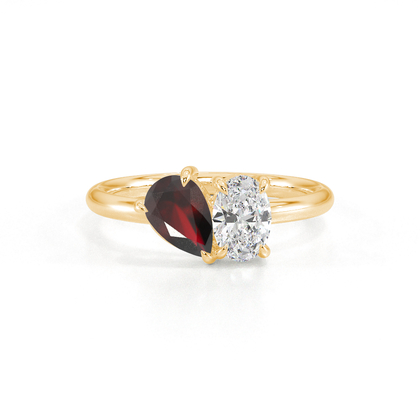 Toi Et Moi Pear-Cut Ruby & Oval Diamond Ring