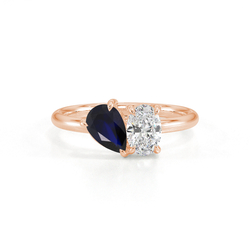Toi Et Moi Pear-Cut Blue Sapphire & Oval Diamond Ring