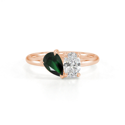 Toi Et Moi Pear-Cut Emerald & Oval Diamond Ring