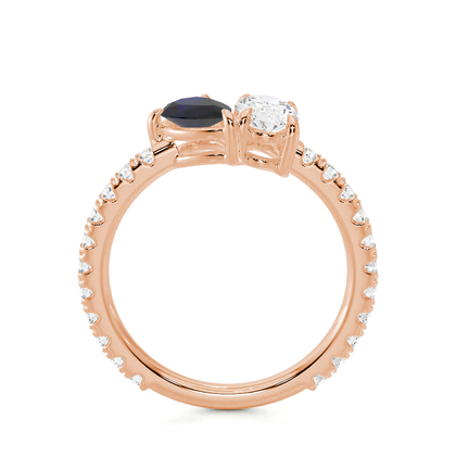 Toi Et Moi Pear-Cut Blue Sapphire & Oval Diamond Pavé Set Ring