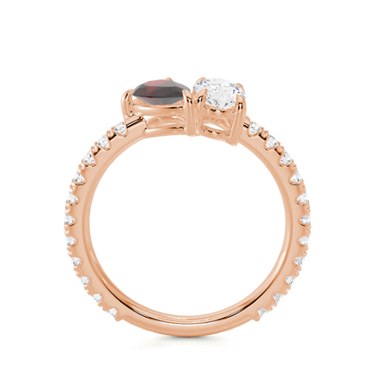 Toi Et Moi Pear-Cut Ruby & Oval Diamond Pavé Set Ring