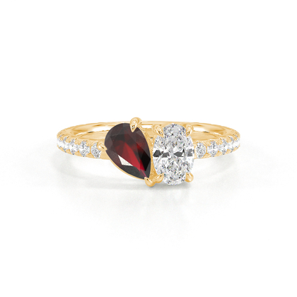 Toi Et Moi Pear-Cut Ruby & Oval Diamond Pavé Set Ring