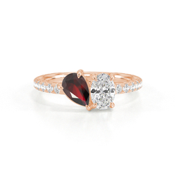 Toi Et Moi Pear-Cut Ruby & Oval Diamond Pavé Set Ring