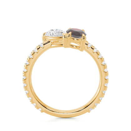 Toi Et Moi Pear Diamond & Oval-Cut Ruby Pavé Set Ring