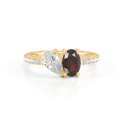 Toi Et Moi Pear Diamond & Oval-Cut Ruby Pavé Set Ring