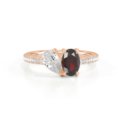 Toi Et Moi Pear Diamond & Oval-Cut Ruby Pavé Set Ring