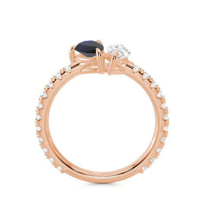 Toi Et Moi Pear-Cut Blue Sapphire & Marquise Diamond Pavé Set Ring