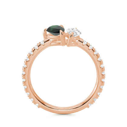 Toi Et Moi Pear-Cut Emerald & Marquise Diamond Pavé Set Ring