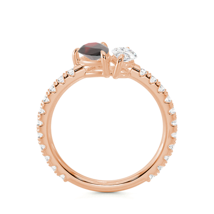 Toi Et Moi Pear-Cut Ruby & Marquise Diamond Pavé Set Ring
