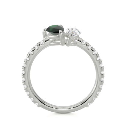 Toi Et Moi Pear-Cut Emerald & Marquise Diamond Pavé Set Ring