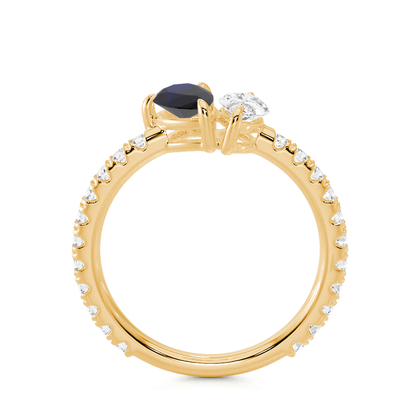 Toi Et Moi Pear-Cut Blue Sapphire & Marquise Diamond Pavé Set Ring