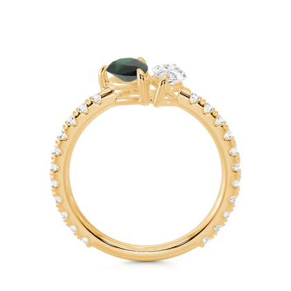 Toi Et Moi Pear-Cut Emerald & Marquise Diamond Pavé Set Ring