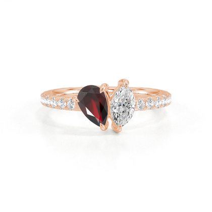 Toi Et Moi Pear-Cut Ruby & Marquise Diamond Pavé Set Ring