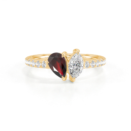 Toi Et Moi Pear-Cut Ruby & Marquise Diamond Pavé Set Ring