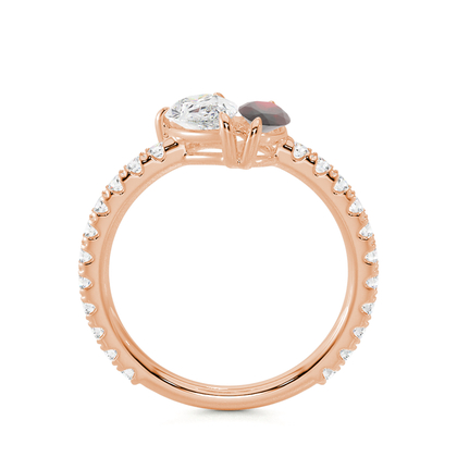 Toi Et Moi Pear Diamond & Marquise-Cut Ruby Pavé Set Ring