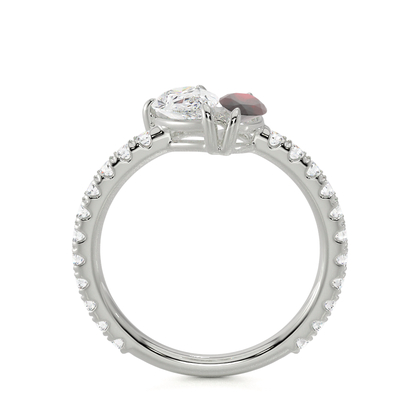 Toi Et Moi Pear Diamond & Marquise-Cut Ruby Pavé Set Ring