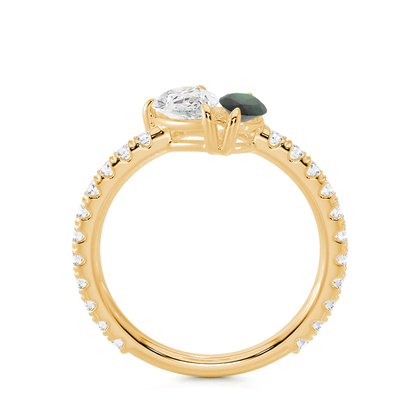 Toi Et Moi Pear Diamond & Marquise-Cut Emerald Pavé Set Ring