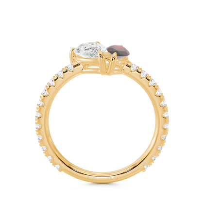 Toi Et Moi Pear Diamond & Marquise-Cut Ruby Pavé Set Ring