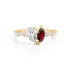 Toi Et Moi Pear Diamond & Marquise-Cut Ruby Pavé Set Ring