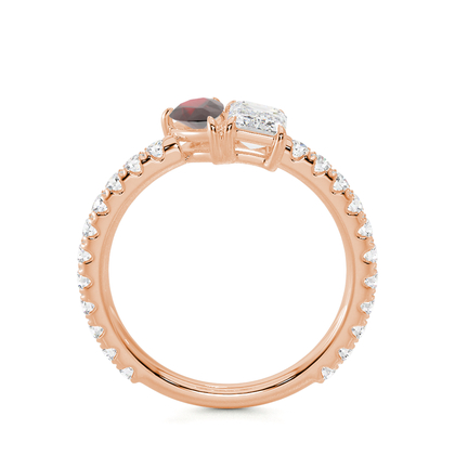 Toi Et Moi Pear-Cut Ruby & Emerald Diamond Pavé Set Ring