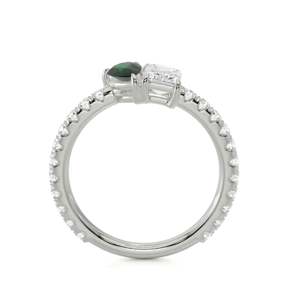 Toi Et Moi Pear-Cut Emerald & Emerald Diamond Pavé Set Ring