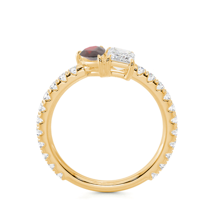 Toi Et Moi Pear-Cut Ruby & Emerald Diamond Pavé Set Ring