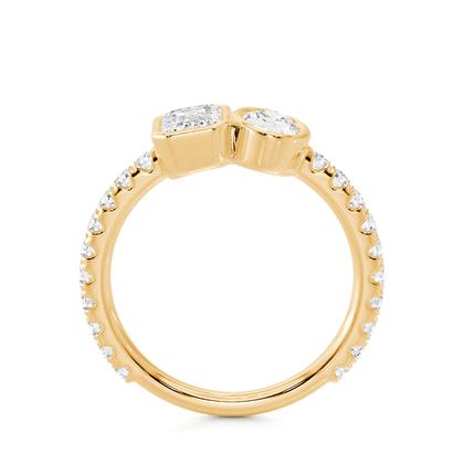 Bague Toi Et Moi mit Smaragd- und Ovalschliff, Zargen- und Pavéfassung
