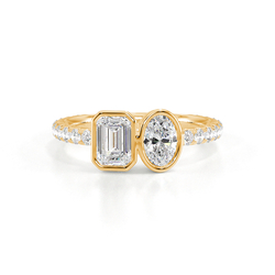 Bague Toi Et Moi mit Smaragd- und Ovalschliff, Zargen- und Pavéfassung