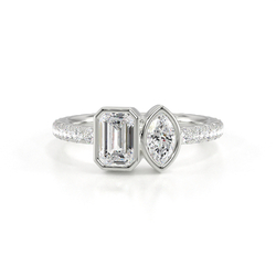 Toi Et Moi Bezel-Set Emerald And Marquise Pavé Set Diamond Ring