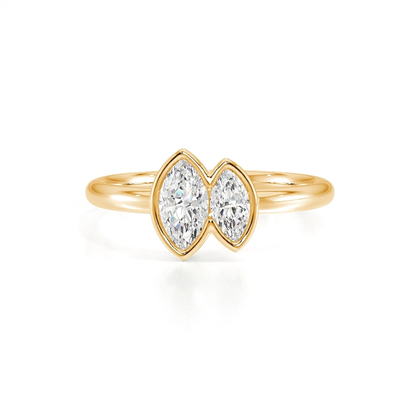 Toi Et Moi Ring mit Marquise-Diamant in Zargenfassung